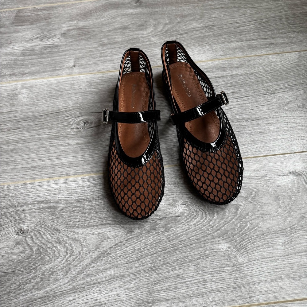 Black Mesh Flats Size 38